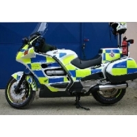 police bike, fitted with 11mm rimtapes in reflective blue and fluorescent rossi yellow