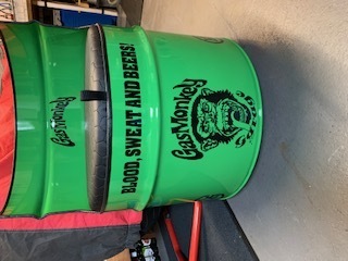 Decals fitted to Custom Oil Drums NE
